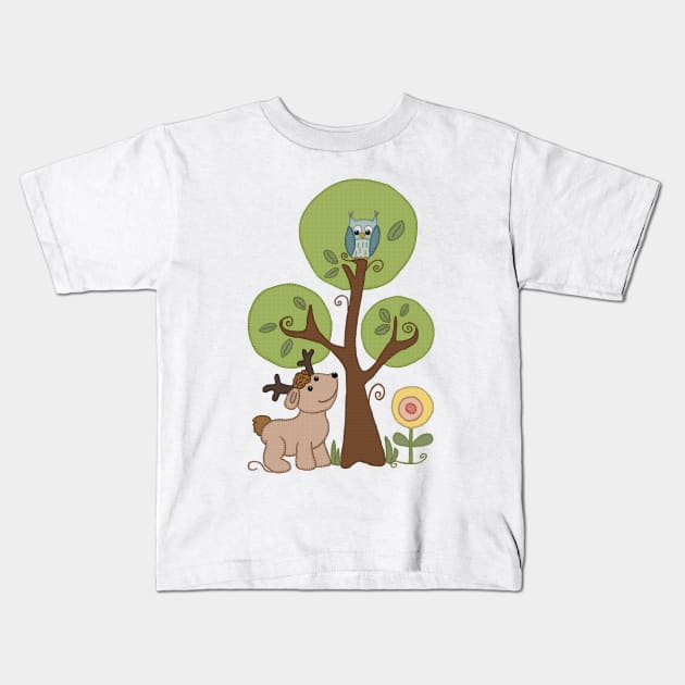 Hirsch und Eule Kids T-Shirt by Blumchen